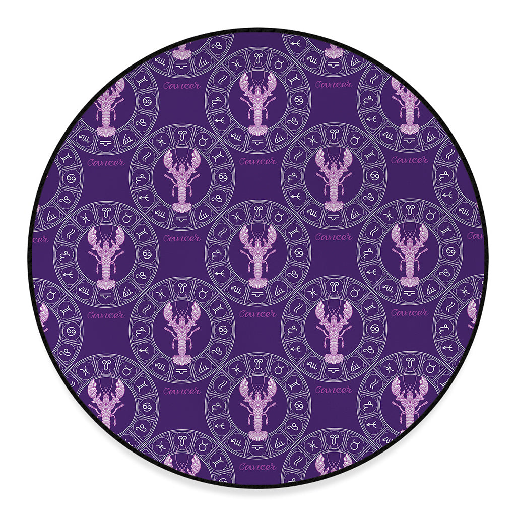 Purple Cancer Zodiac Pattern Print Round Floor Mat