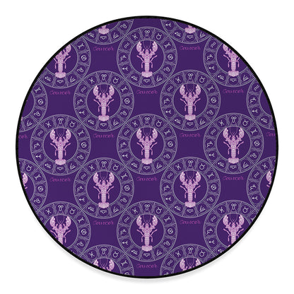 Purple Cancer Zodiac Pattern Print Round Floor Mat