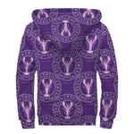 Purple Cancer Zodiac Pattern Print Sherpa Lined Zip Up Hoodie