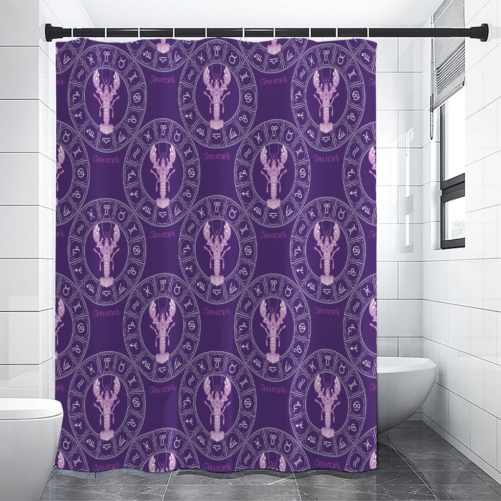 Purple Cancer Zodiac Pattern Print Shower Curtain