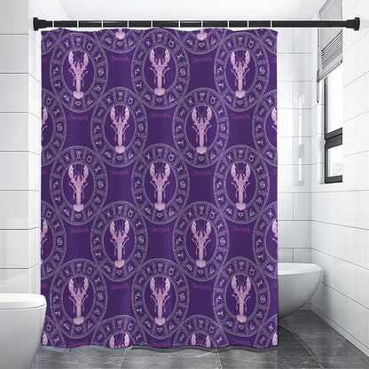 Purple Cancer Zodiac Pattern Print Shower Curtain
