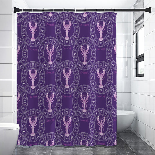 Purple Cancer Zodiac Pattern Print Shower Curtain