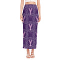 Purple Cancer Zodiac Pattern Print Side Slit Maxi Skirt