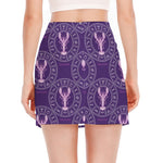 Purple Cancer Zodiac Pattern Print Side Slit Mini Skirt