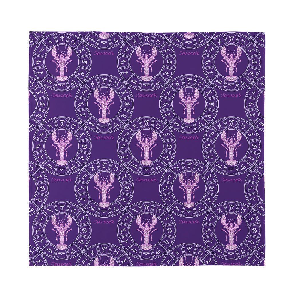Purple Cancer Zodiac Pattern Print Silk Bandana