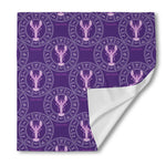 Purple Cancer Zodiac Pattern Print Silk Bandana