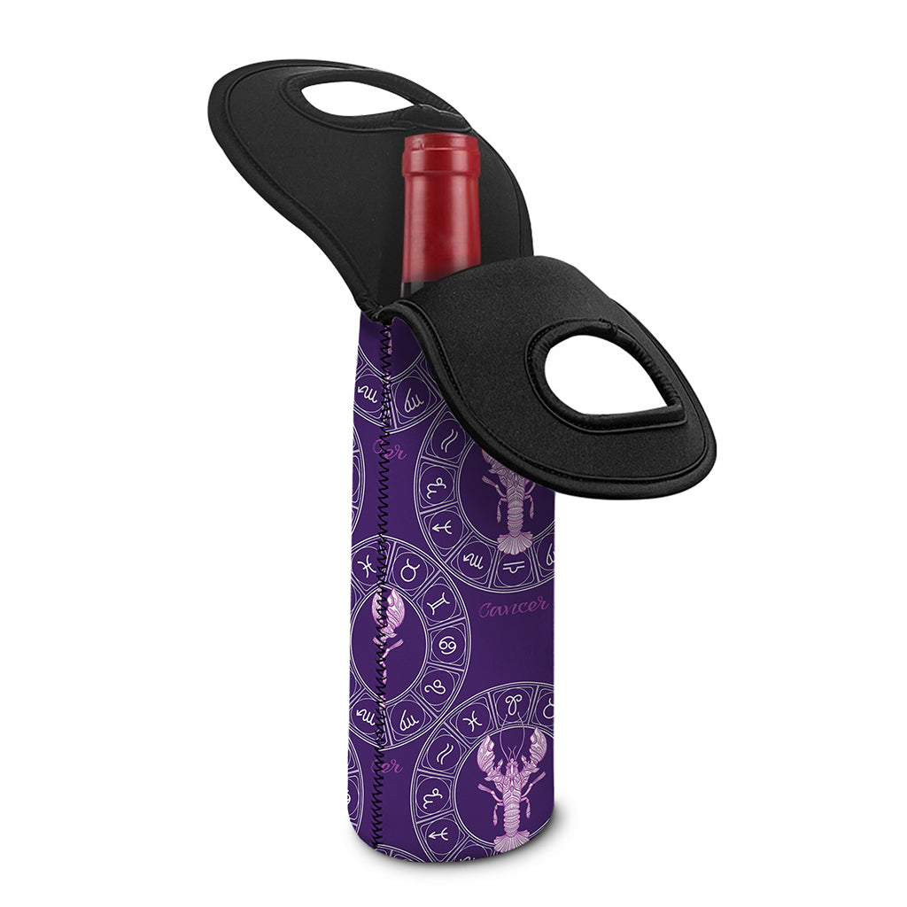 Purple Cancer Zodiac Pattern Print Single Neoprene Wine Tote