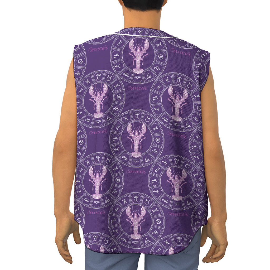 Purple Cancer Zodiac Pattern Print Sleeveless Baseball Jersey