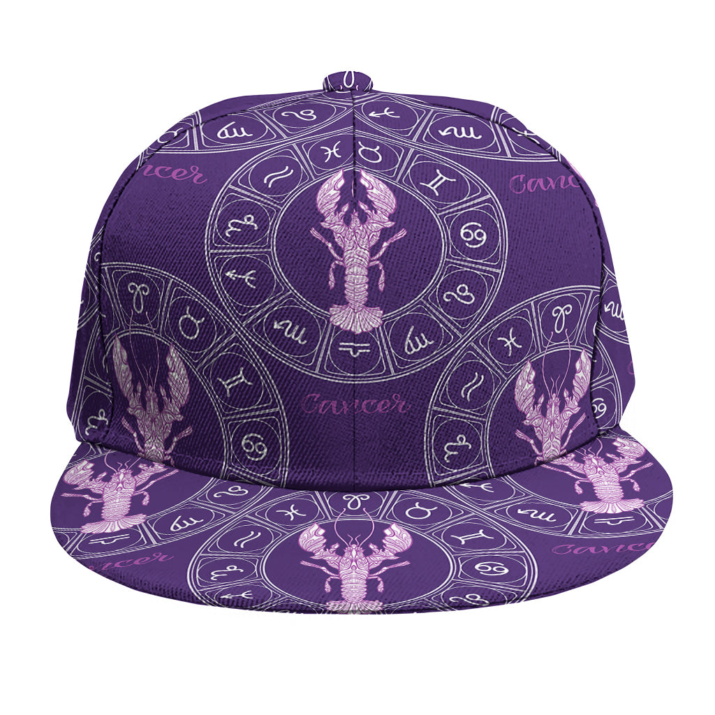 Purple Cancer Zodiac Pattern Print Snapback Cap