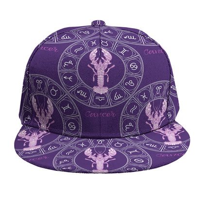 Purple Cancer Zodiac Pattern Print Snapback Cap