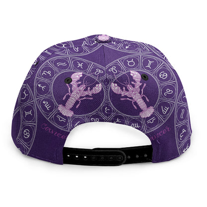 Purple Cancer Zodiac Pattern Print Snapback Cap