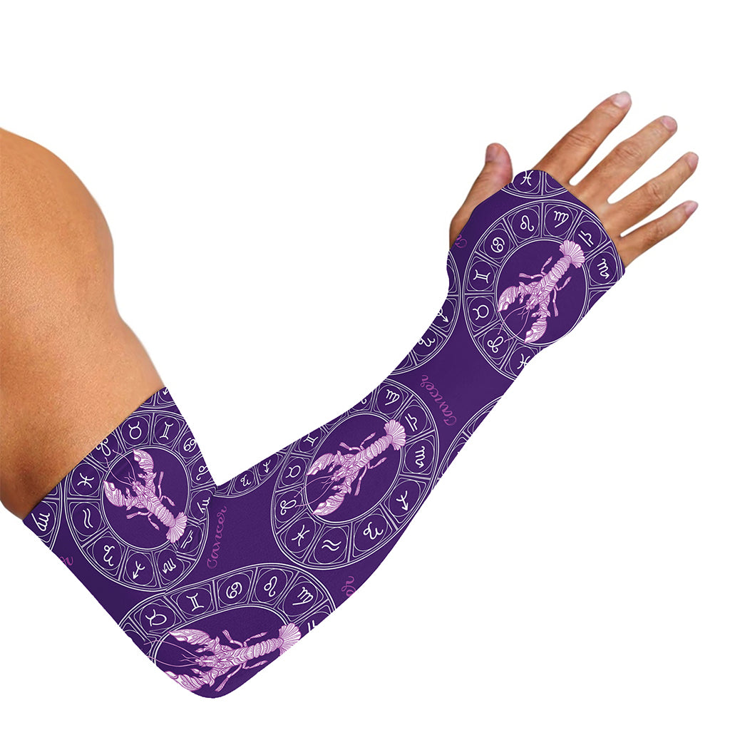 Purple Cancer Zodiac Pattern Print Sun Protection Arm Sleeves