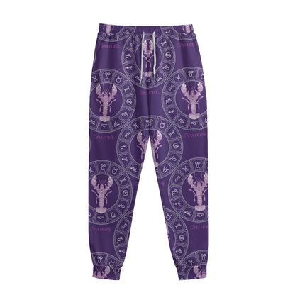 Purple Cancer Zodiac Pattern Print Sweatpants