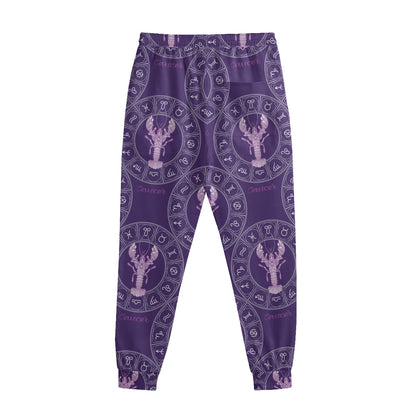Purple Cancer Zodiac Pattern Print Sweatpants