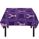 Purple Cancer Zodiac Pattern Print Tablecloth