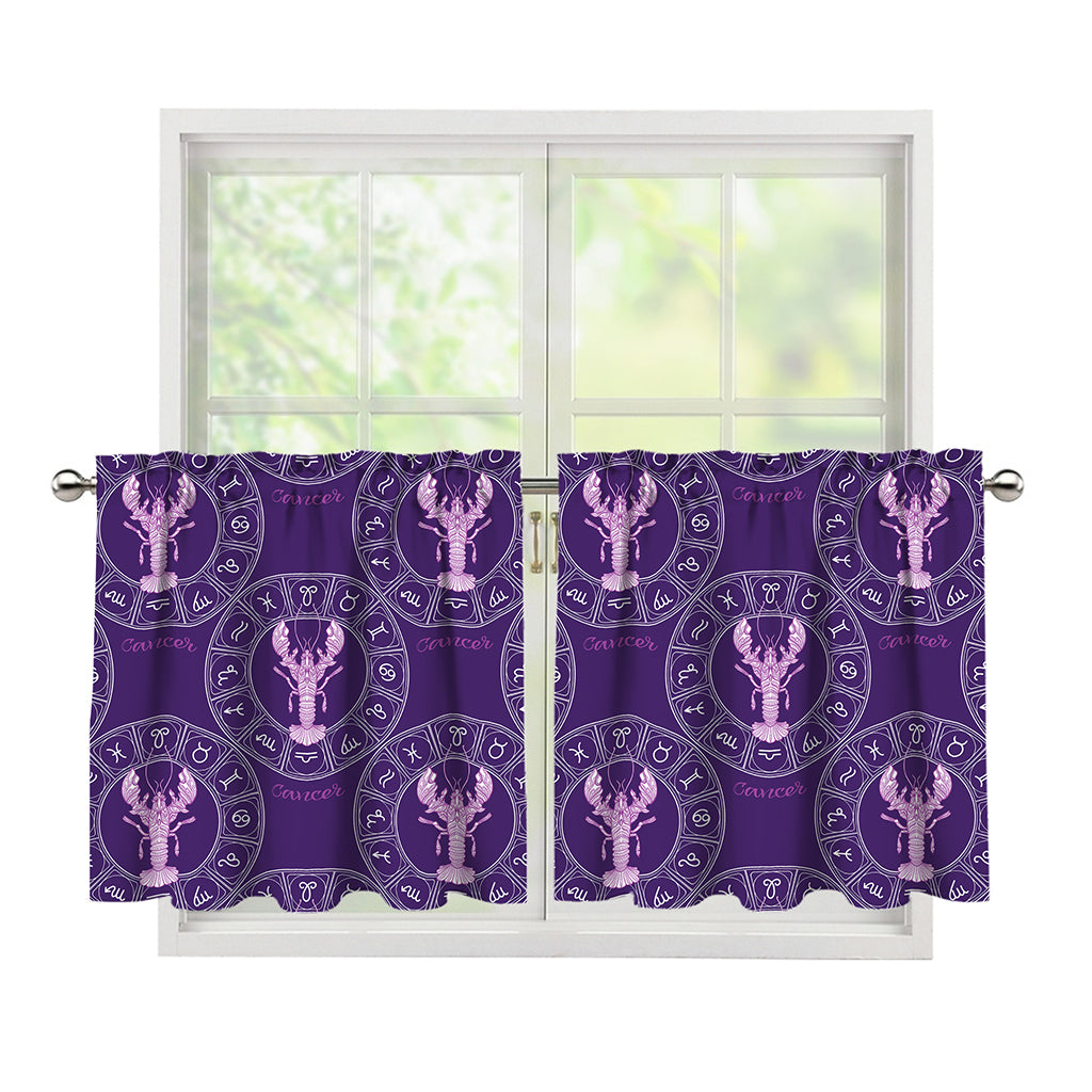 Purple Cancer Zodiac Pattern Print Tier Curtains