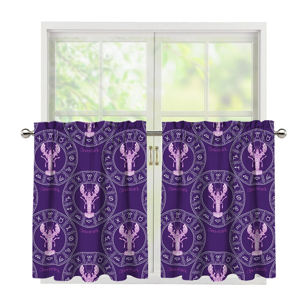 Purple Cancer Zodiac Pattern Print Tier Curtains