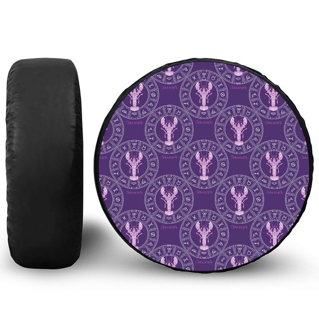 Purple Cancer Zodiac Pattern Print Tire Cover