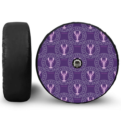Purple Cancer Zodiac Pattern Print Tire Cover With Camera Hole