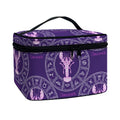 Purple Cancer Zodiac Pattern Print Travel Makeup Bag