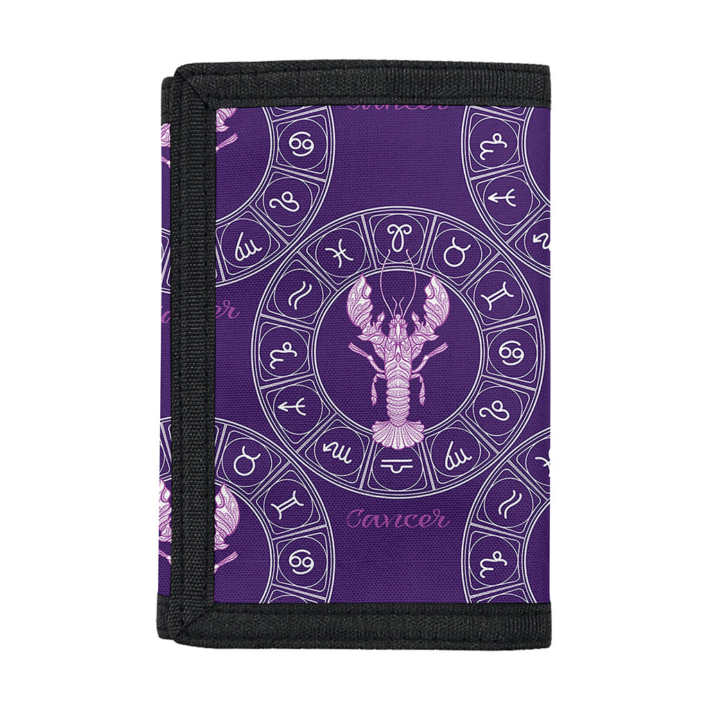 Purple Cancer Zodiac Pattern Print Trifold Wallet