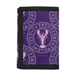 Purple Cancer Zodiac Pattern Print Trifold Wallet