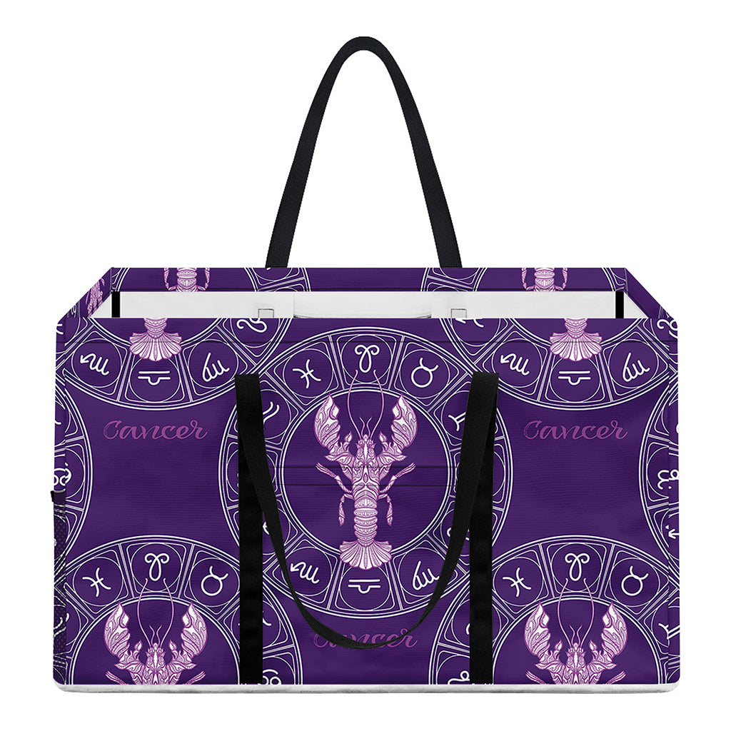 Purple Cancer Zodiac Pattern Print Utility Tote Bag