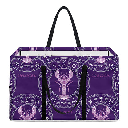 Purple Cancer Zodiac Pattern Print Utility Tote Bag
