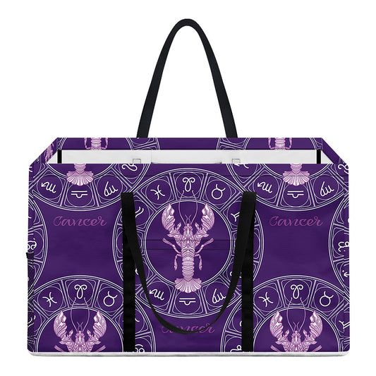 Purple Cancer Zodiac Pattern Print Utility Tote Bag