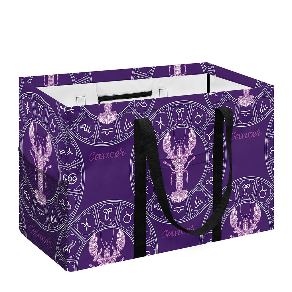 Purple Cancer Zodiac Pattern Print Utility Tote Bag