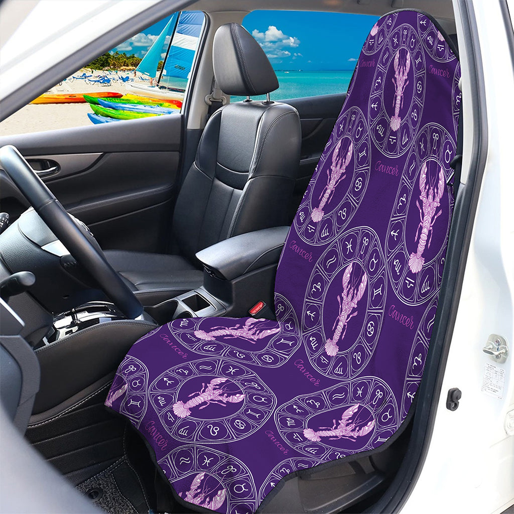 Purple Cancer Zodiac Pattern Print Waterproof Car Seat Cover