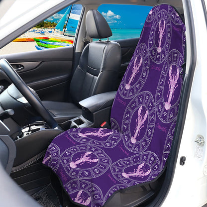 Purple Cancer Zodiac Pattern Print Waterproof Car Seat Cover