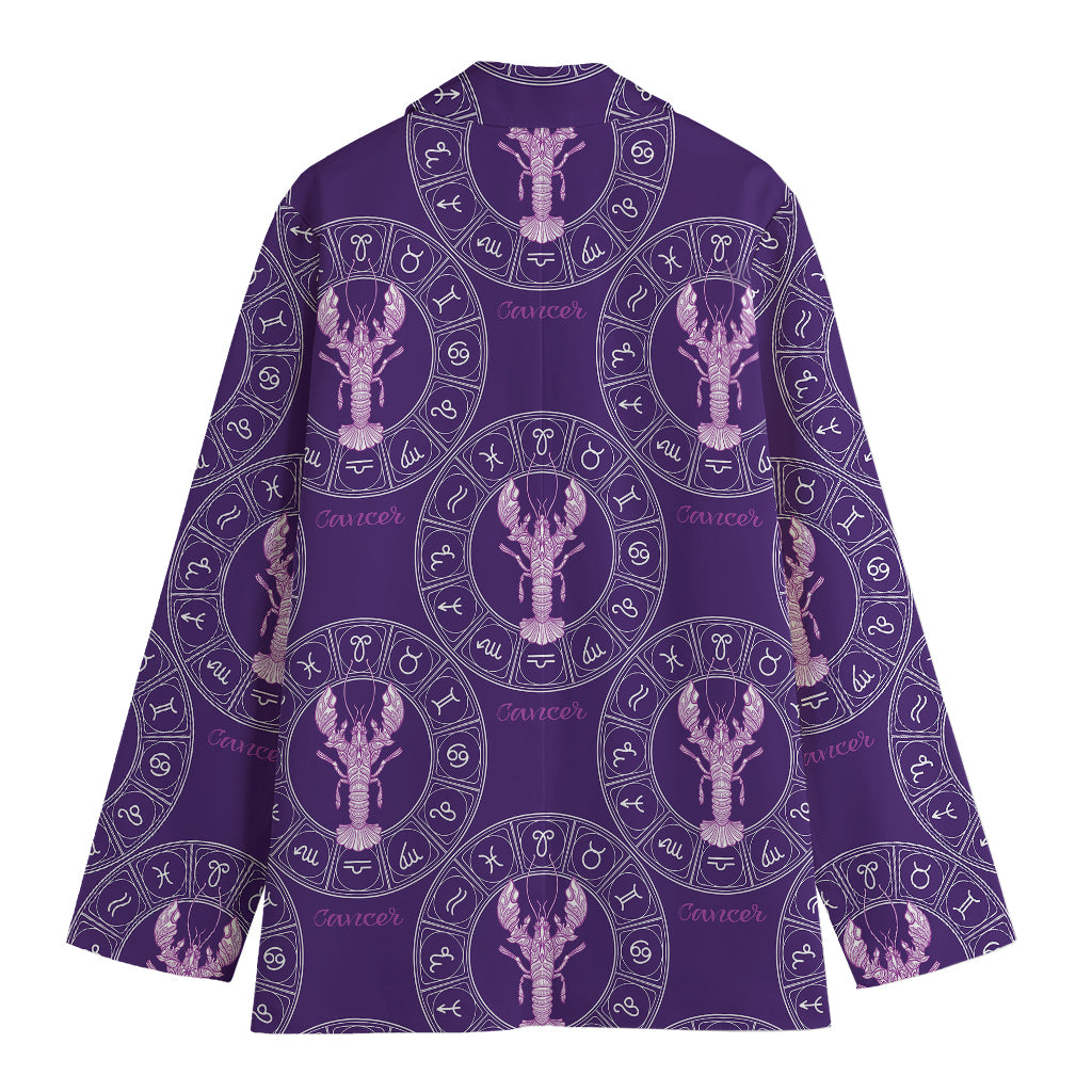 Purple Cancer Zodiac Pattern Print Women's Blazer