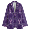 Purple Cancer Zodiac Pattern Print Women's Cotton Blazer