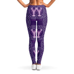 Purple Cancer Zodiac Pattern Print Women's Leggings