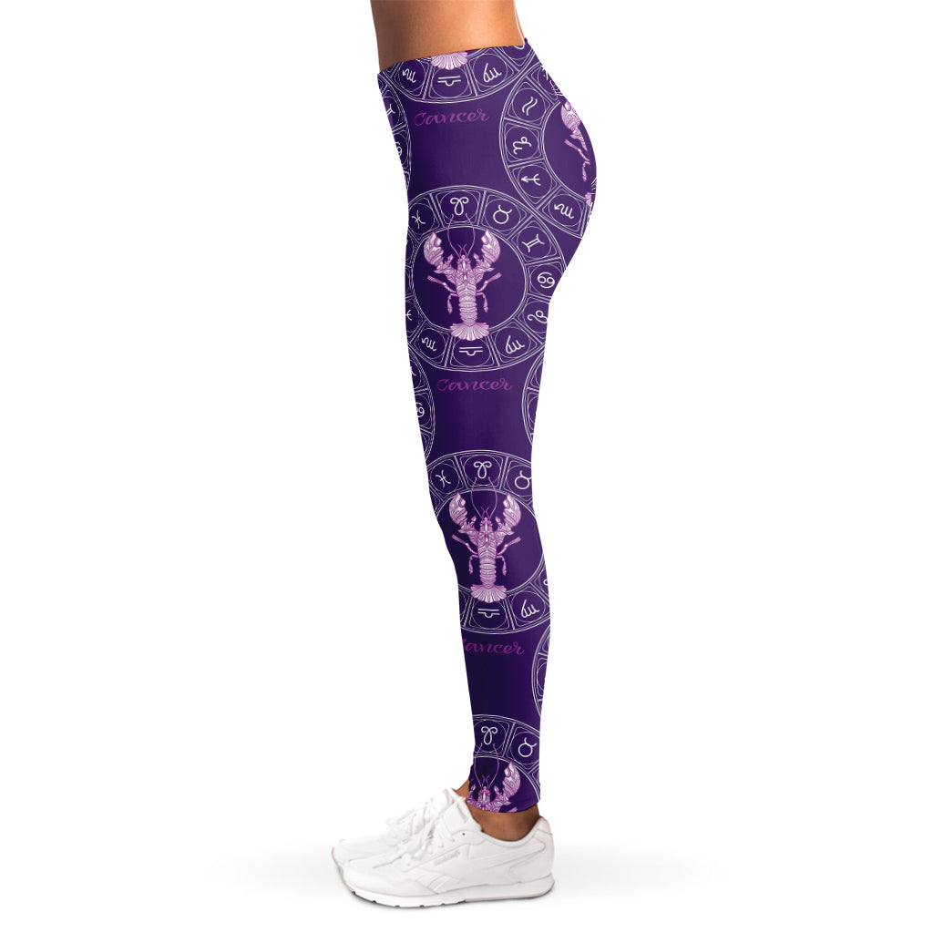 Purple Cancer Zodiac Pattern Print Women's Leggings