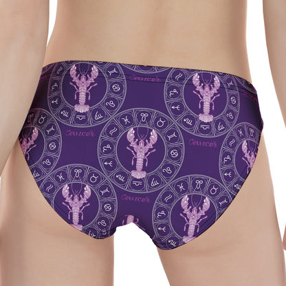 Purple Cancer Zodiac Pattern Print Women's Panties