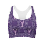 Purple Cancer Zodiac Pattern Print Women's Sports Bra