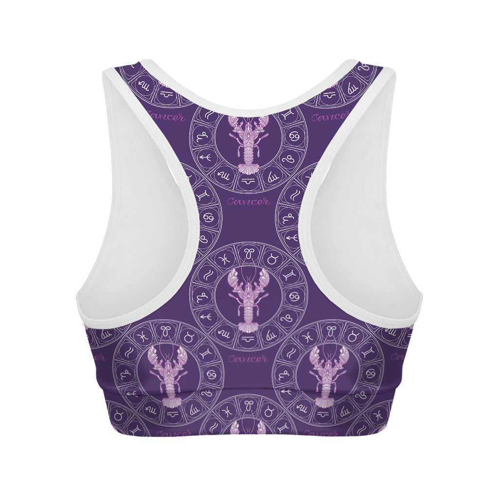 Purple Cancer Zodiac Pattern Print Women's Sports Bra