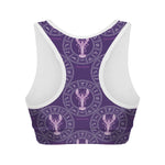 Purple Cancer Zodiac Pattern Print Women's Sports Bra