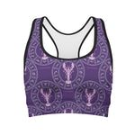 Purple Cancer Zodiac Pattern Print Women's Sports Bra