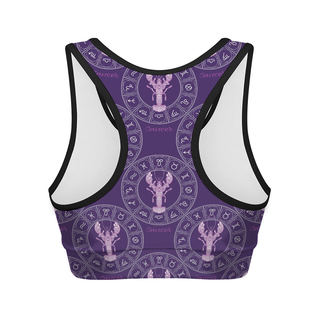 Purple Cancer Zodiac Pattern Print Women's Sports Bra