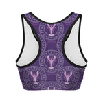 Purple Cancer Zodiac Pattern Print Women's Sports Bra