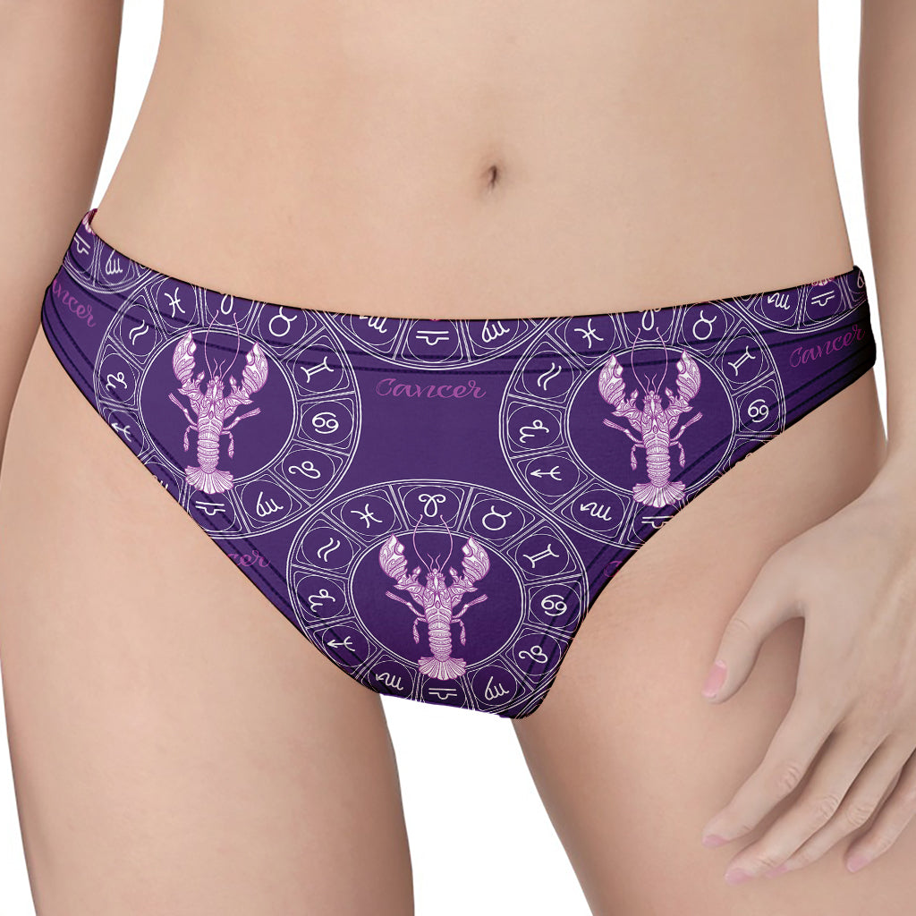 Purple Cancer Zodiac Pattern Print Women's Thong