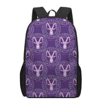 Purple Capricorn Zodiac Pattern Print 17 Inch Backpack