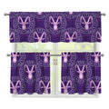 Purple Capricorn Zodiac Pattern Print 3 Piece Kitchen Curtains
