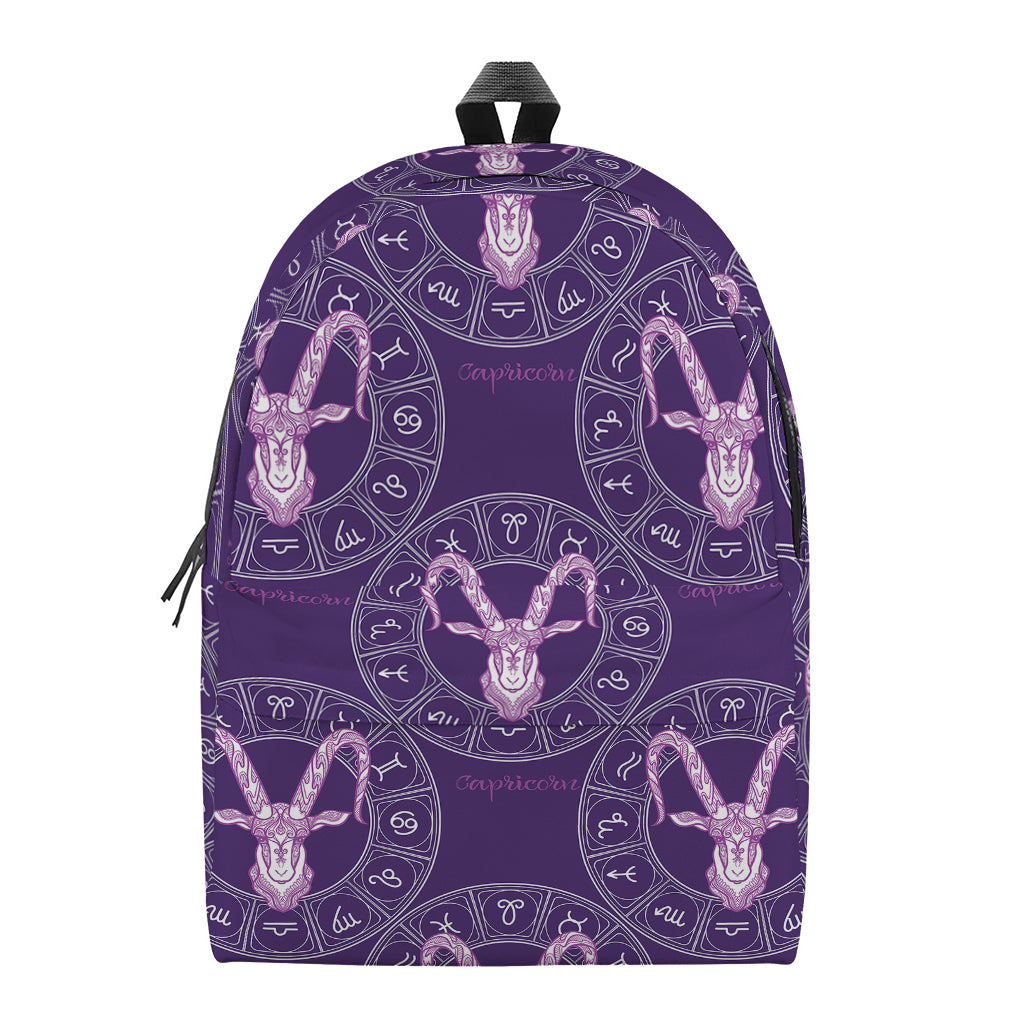 Purple Capricorn Zodiac Pattern Print Backpack