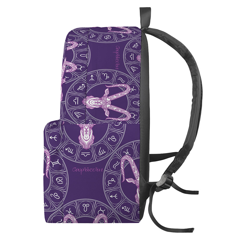 Purple Capricorn Zodiac Pattern Print Backpack