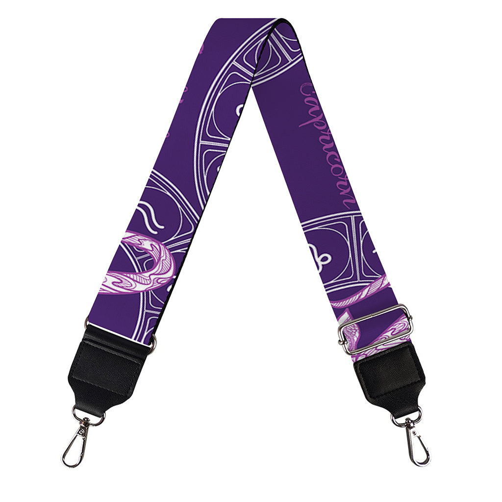 Purple Capricorn Zodiac Pattern Print Bag Strap