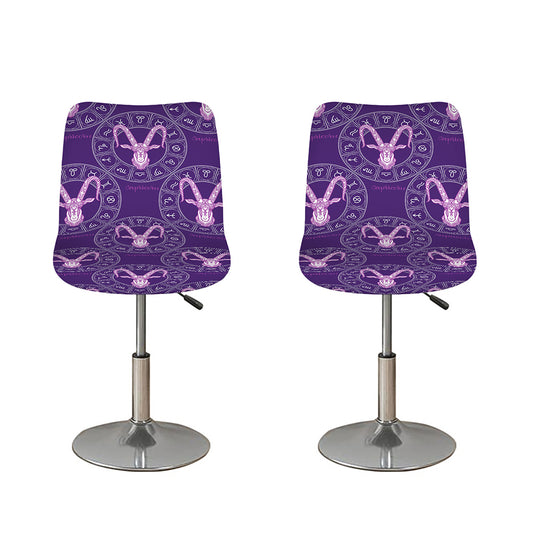 Purple Capricorn Zodiac Pattern Print Bar Stool Covers